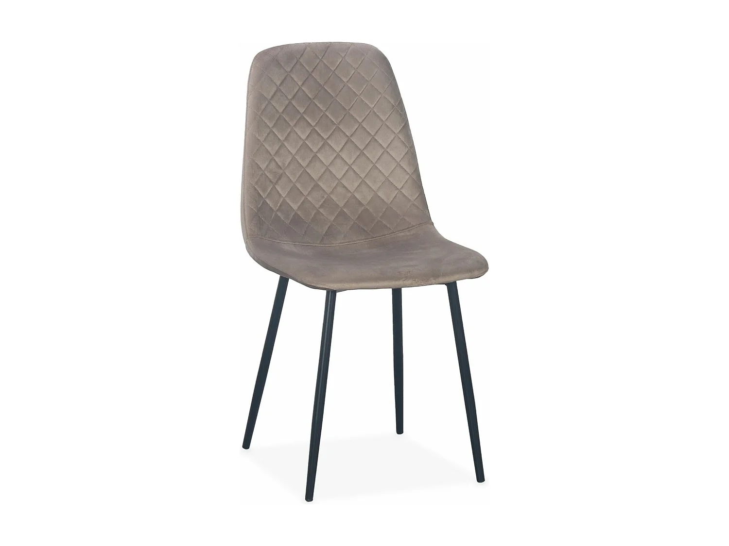 Lot de 4 chaises matelassées Norway Velours Taupe Pieds Noir