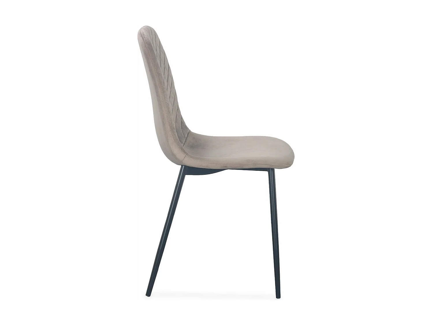 Lot de 4 chaises matelassées Norway Velours Taupe Pieds Noir