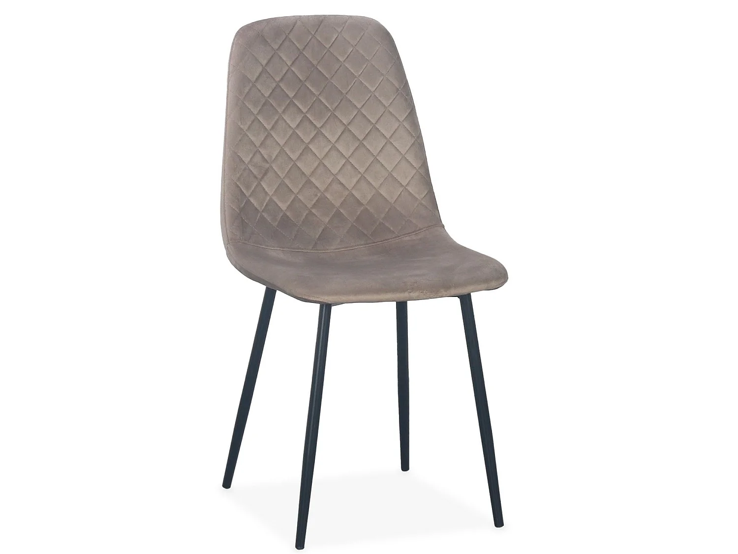 Lot de 4 chaises matelassées Norway Velours Taupe Pieds Noir
