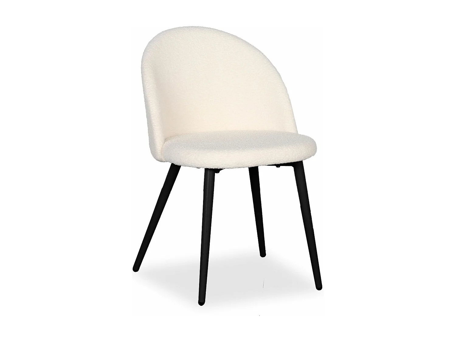 Lot de 4 chaises Maury Métal noir et Tissu bouclette Crème