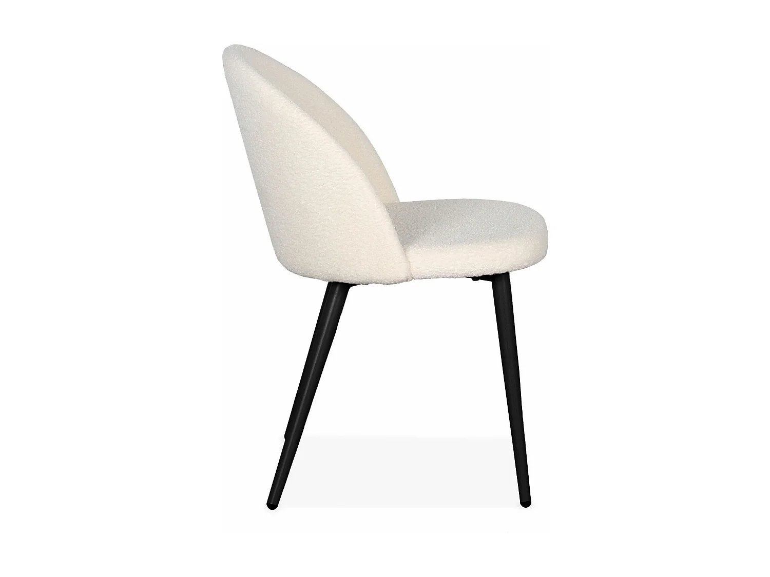 Lot de 4 chaises Maury Métal noir et Tissu bouclette Crème