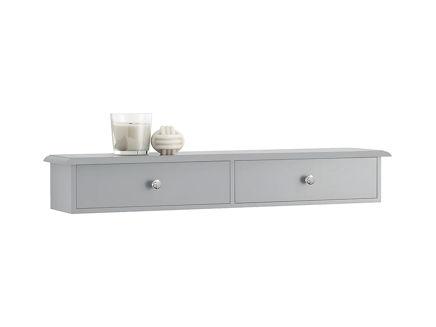 SoBuy Meuble d’entrée de Rangement, Étagère Murale 2 tiroirs, Armoire à clés, Porte-clés L64xP15xH10cm -Gris, FRG43-HG