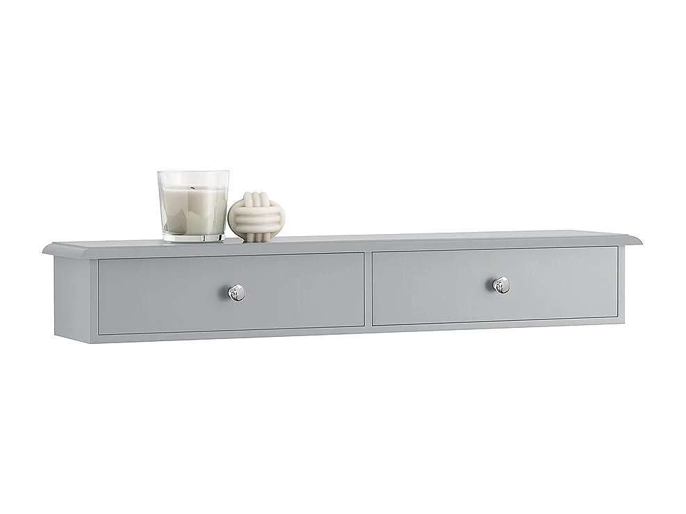 SoBuy Entreeopberger, wandplank met 2 laden, sleutelkast, sleutelhouder L64xD15xH10cm - Grijs, FRG43-HG