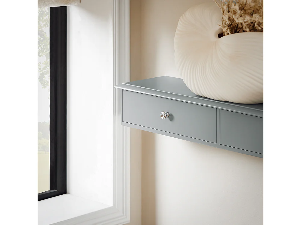 SoBuy Entreeopberger, wandplank met 2 laden, sleutelkast, sleutelhouder L64xD15xH10cm - Grijs, FRG43-HG