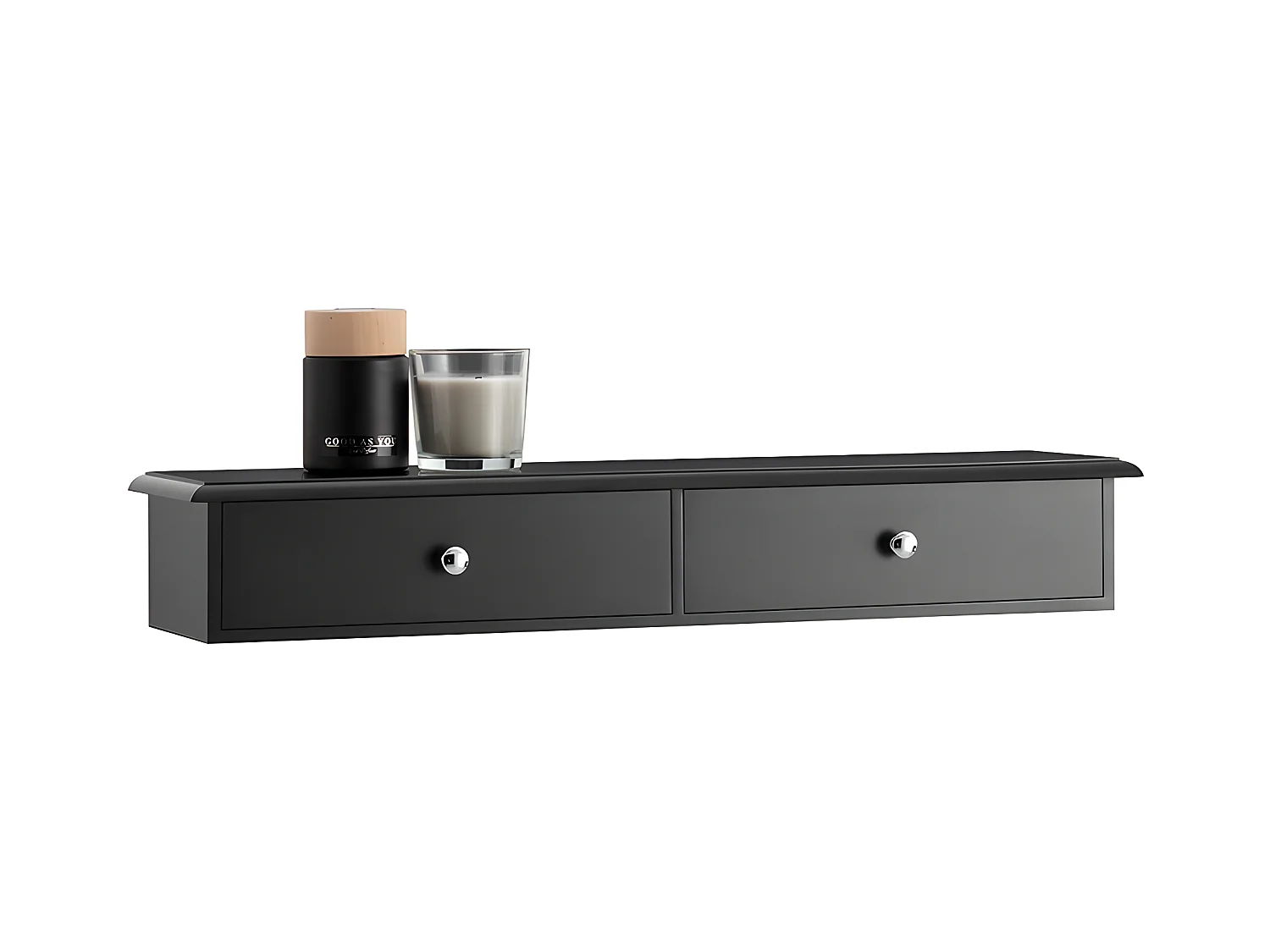 SoBuy Meuble d’entrée de Rangement, Étagère Murale 2 tiroirs, Armoire à clés, Porte-clés L64xP15xH10cm -Noir, FRG43-SCH