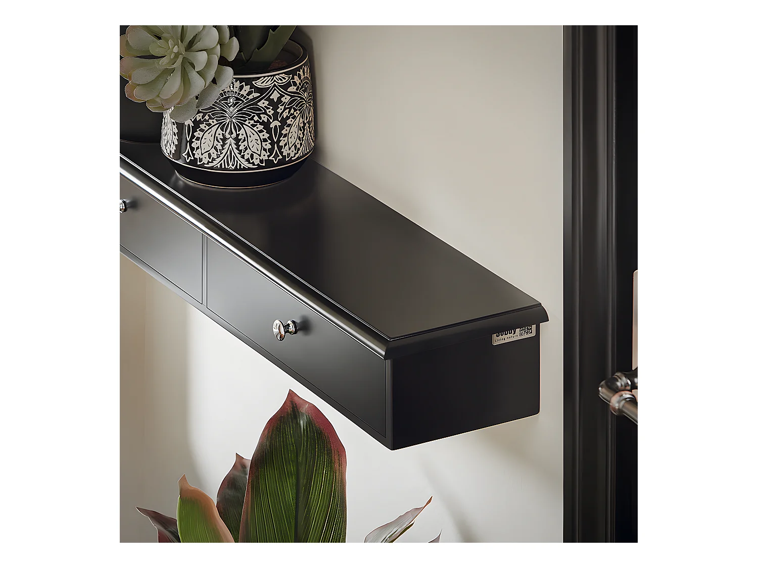 SoBuy Meuble d’entrée de Rangement, Étagère Murale 2 tiroirs, Armoire à clés, Porte-clés L64xP15xH10cm -Noir, FRG43-SCH