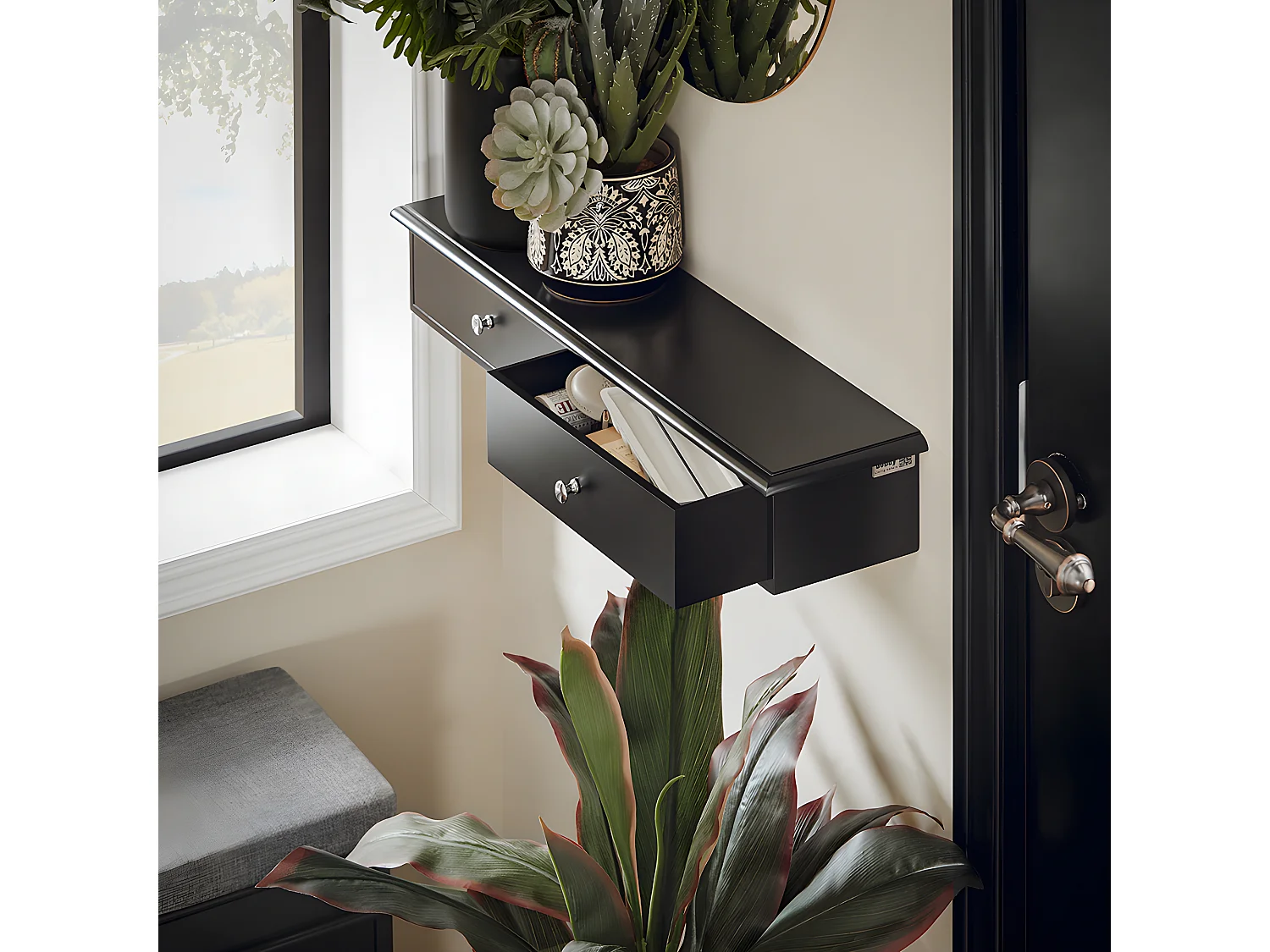 Półka ścienna wisząca z 2 szufladami FRG43-SCH