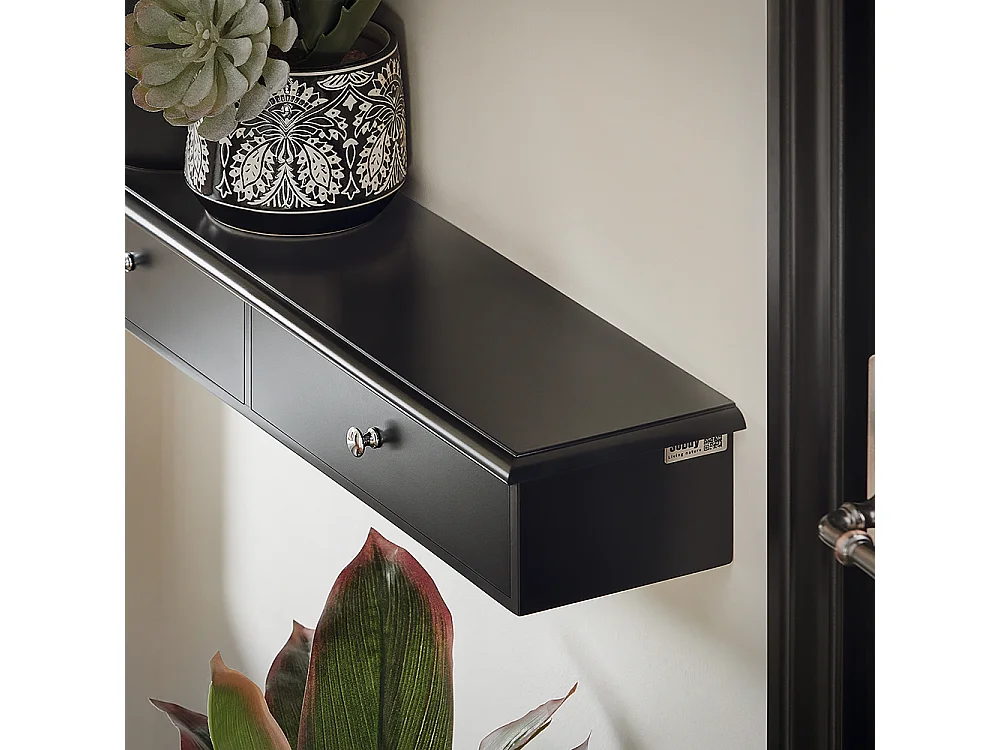 SoBuy Meuble d’entrée de Rangement, Étagère Murale 2 tiroirs, Armoire à clés, Porte-clés L64xP15xH10cm -Noir, FRG43-SCH