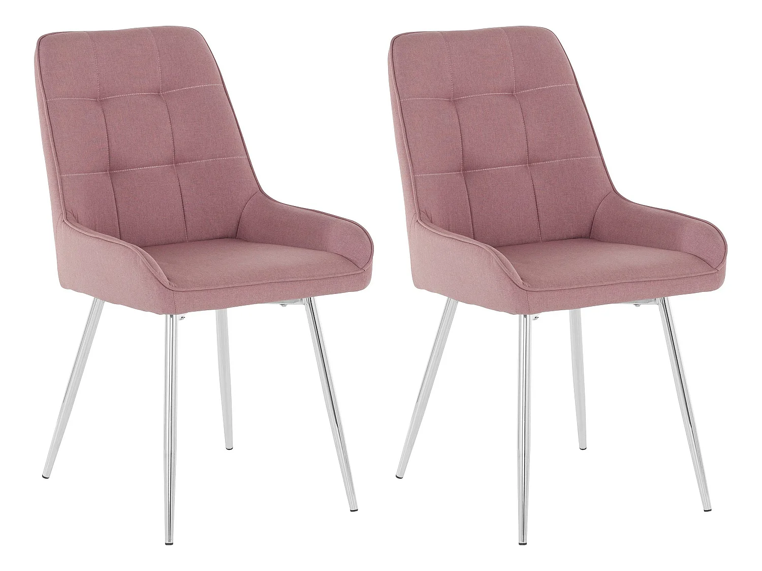 Juri | Lot de 2 chaises de salle à manger rembourrées en tissu tressé rose