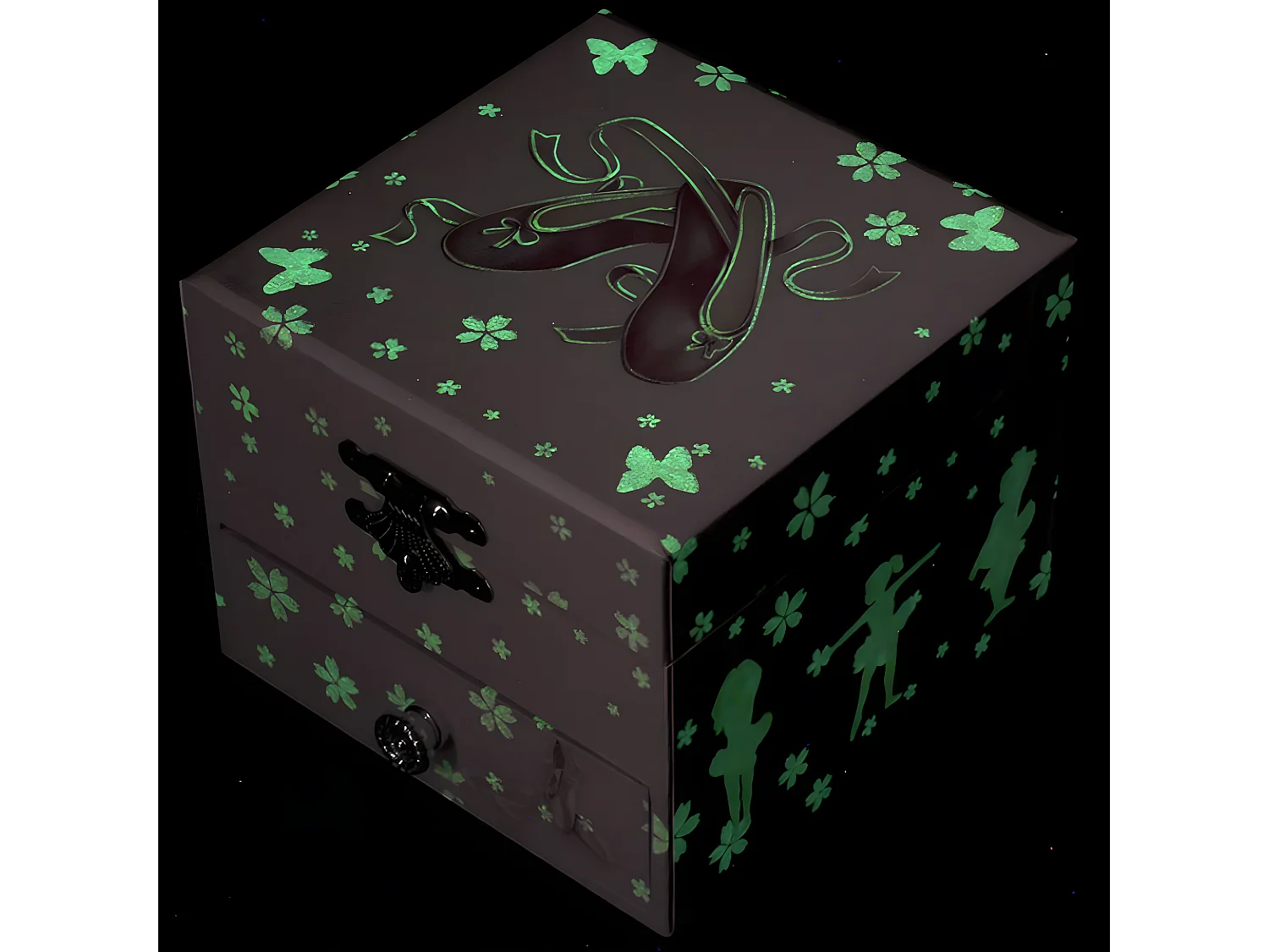 Coffret à bijoux musical Danseuse Ballerine  - Phosphorescent