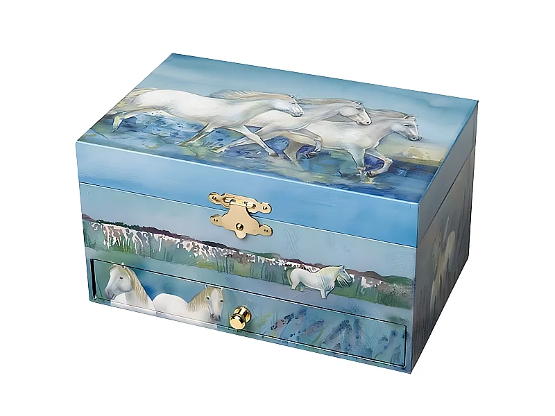 Boite à bijoux musicale Chevaux Blancs Phosphorescente