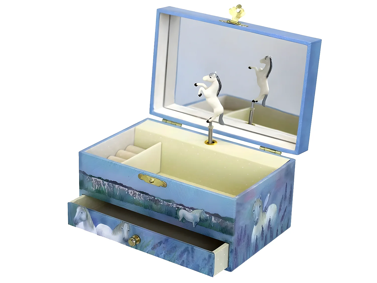 Boite à bijoux musicale Chevaux Blancs Phosphorescente