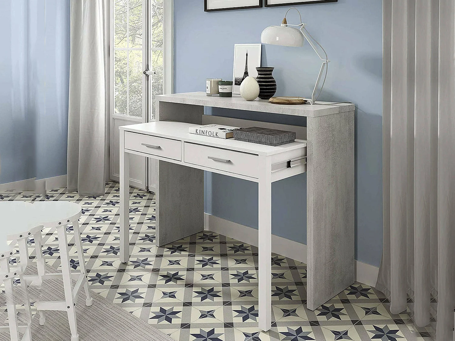 Scrivania Andriy, 2 Cassetti, 36x98.5x87.5h cm Bianco