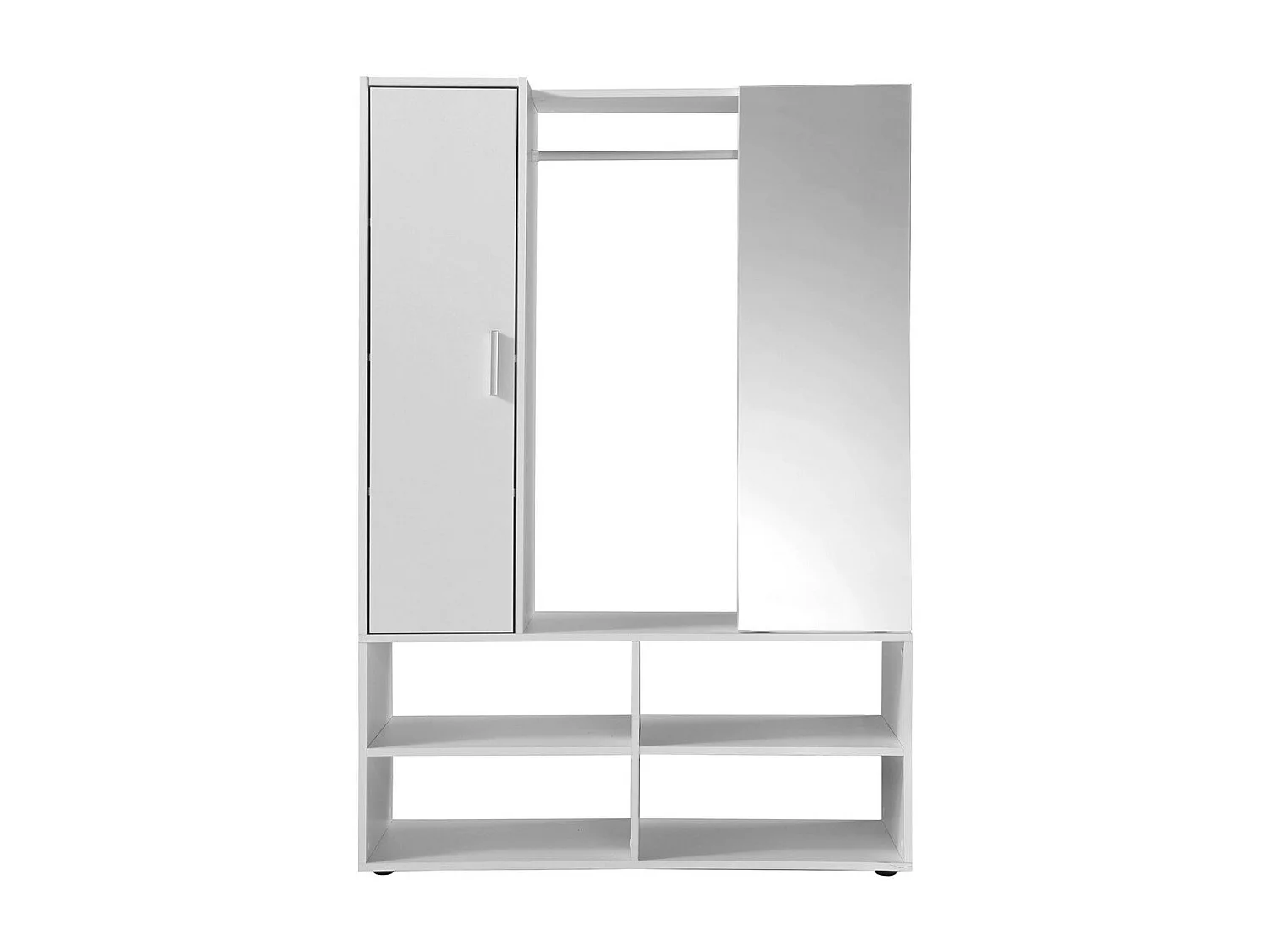 FMD Kleiderschrank mit 4 Fächern und Spiegel 105x39,7x151,3 cm Weiß