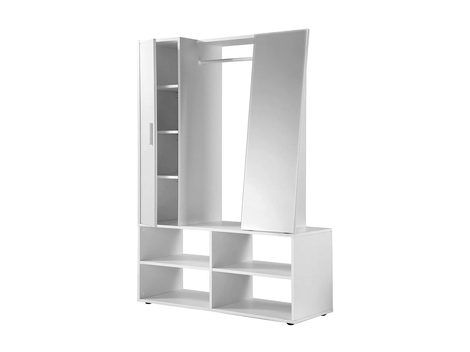 FMD Kleiderschrank mit 4 Fächern und Spiegel 105x39,7x151,3 cm Weiß