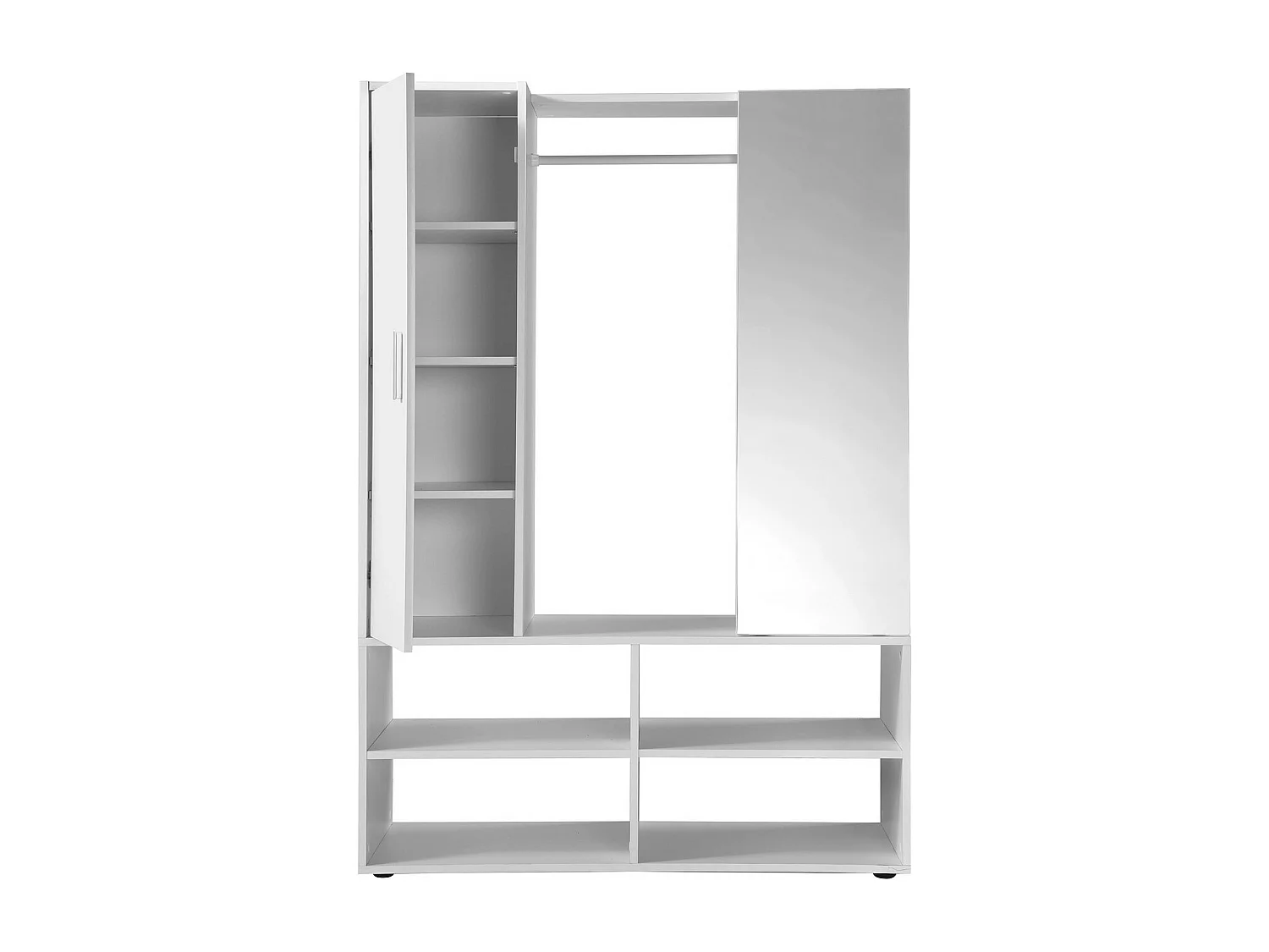 FMD Kleiderschrank mit 4 Fächern und Spiegel 105x39,7x151,3 cm Weiß