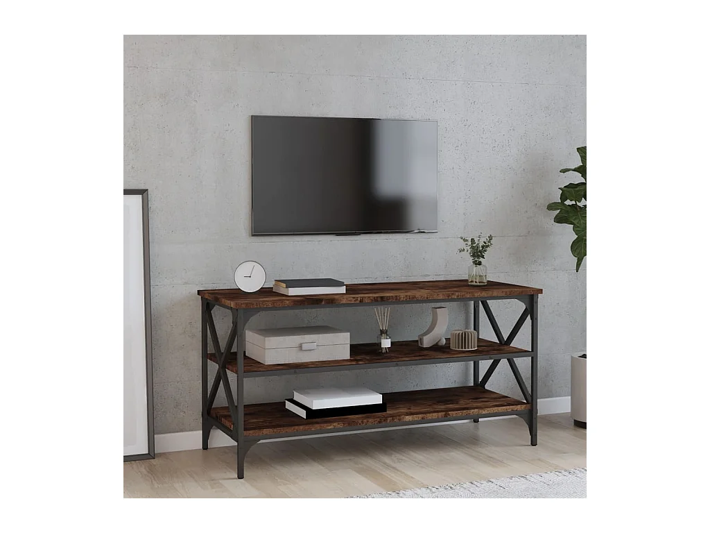 Meuble TV Chêne fumé 100x40x50 cm Bois d'ingénierie