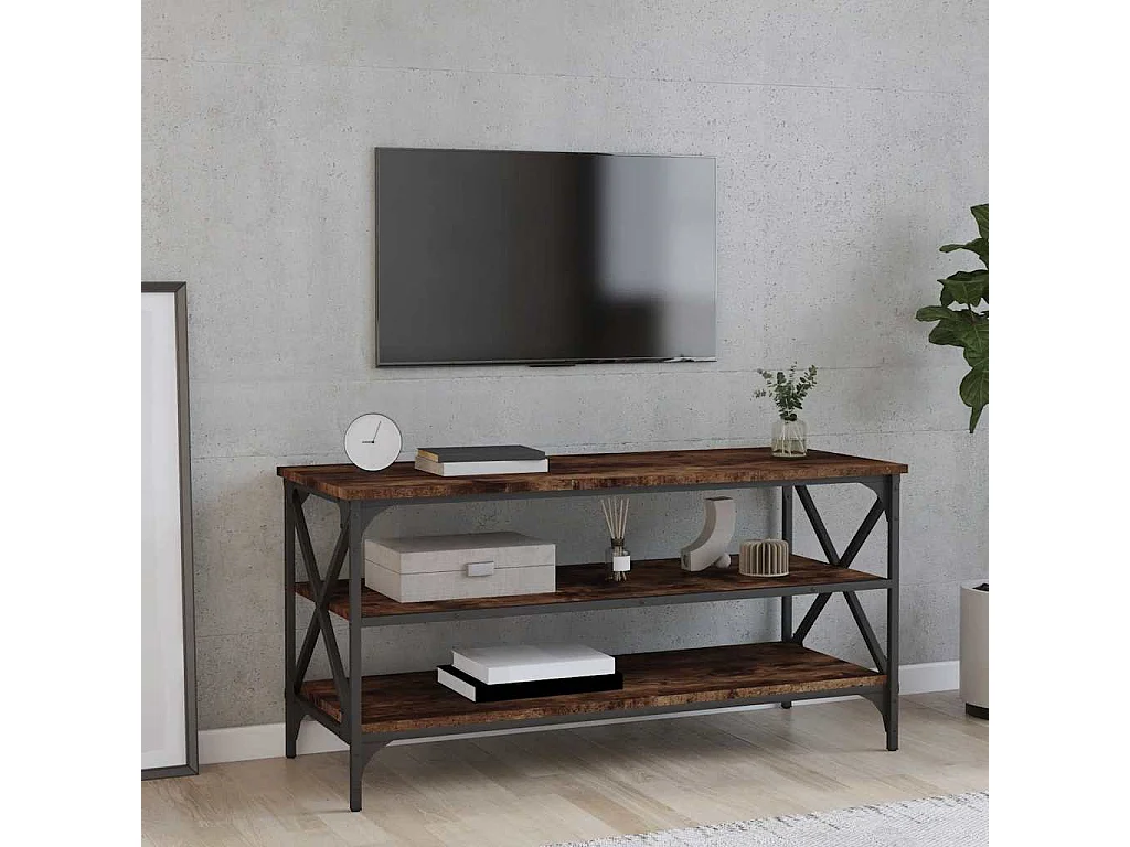 Mobile TV Rovere Fumo 100x40x50 cm in Legno Multistrato