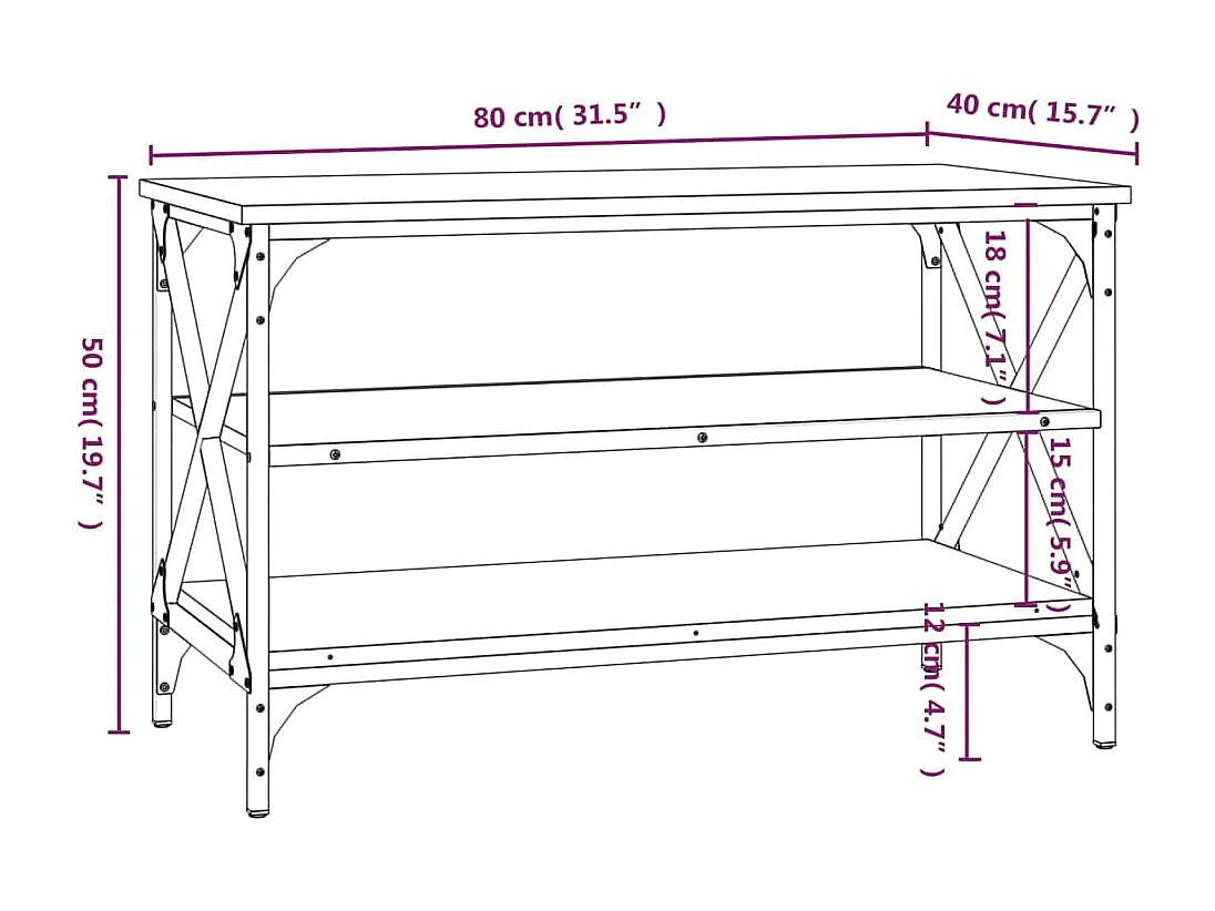 Meuble TV Chêne marron 80x40x50 cm Bois d'ingénierie