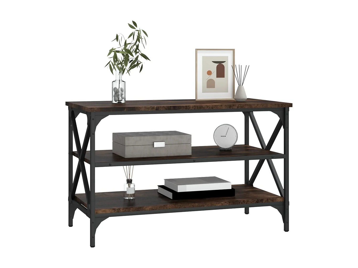 Meuble TV Chêne fumé 80x40x50 cm Bois d'ingénierie