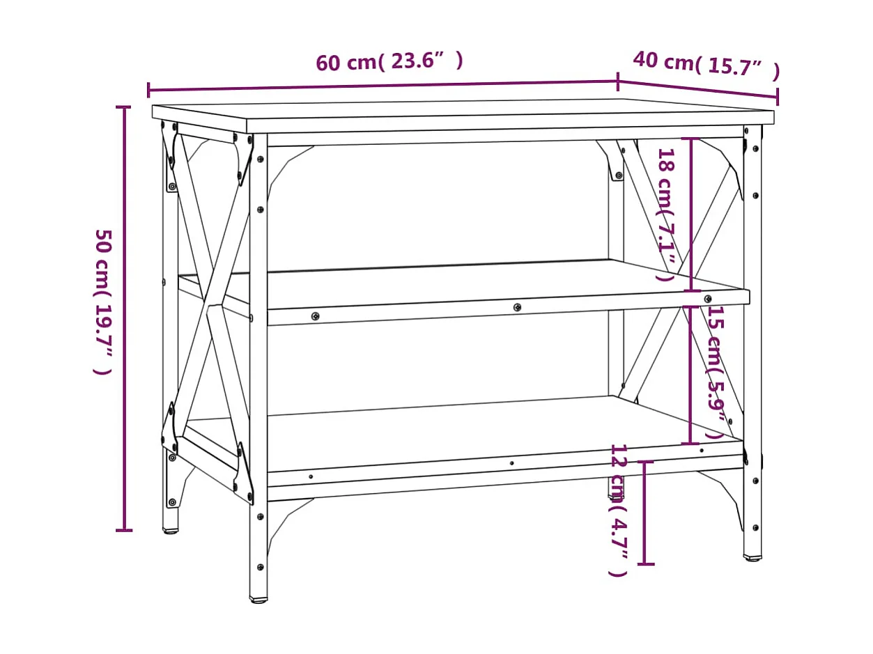 Meuble TV Chêne fumé 60x40x50 cm Bois d'ingénierie