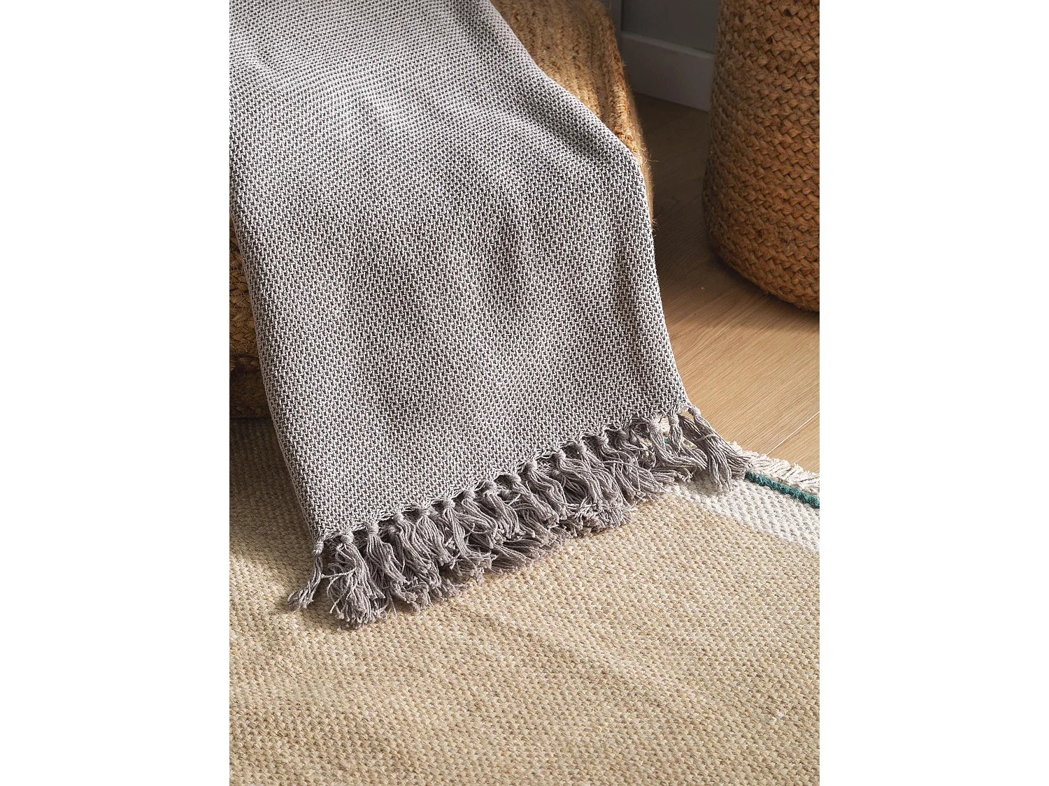 Couverture en coton Ezra Gris 125x150 cm