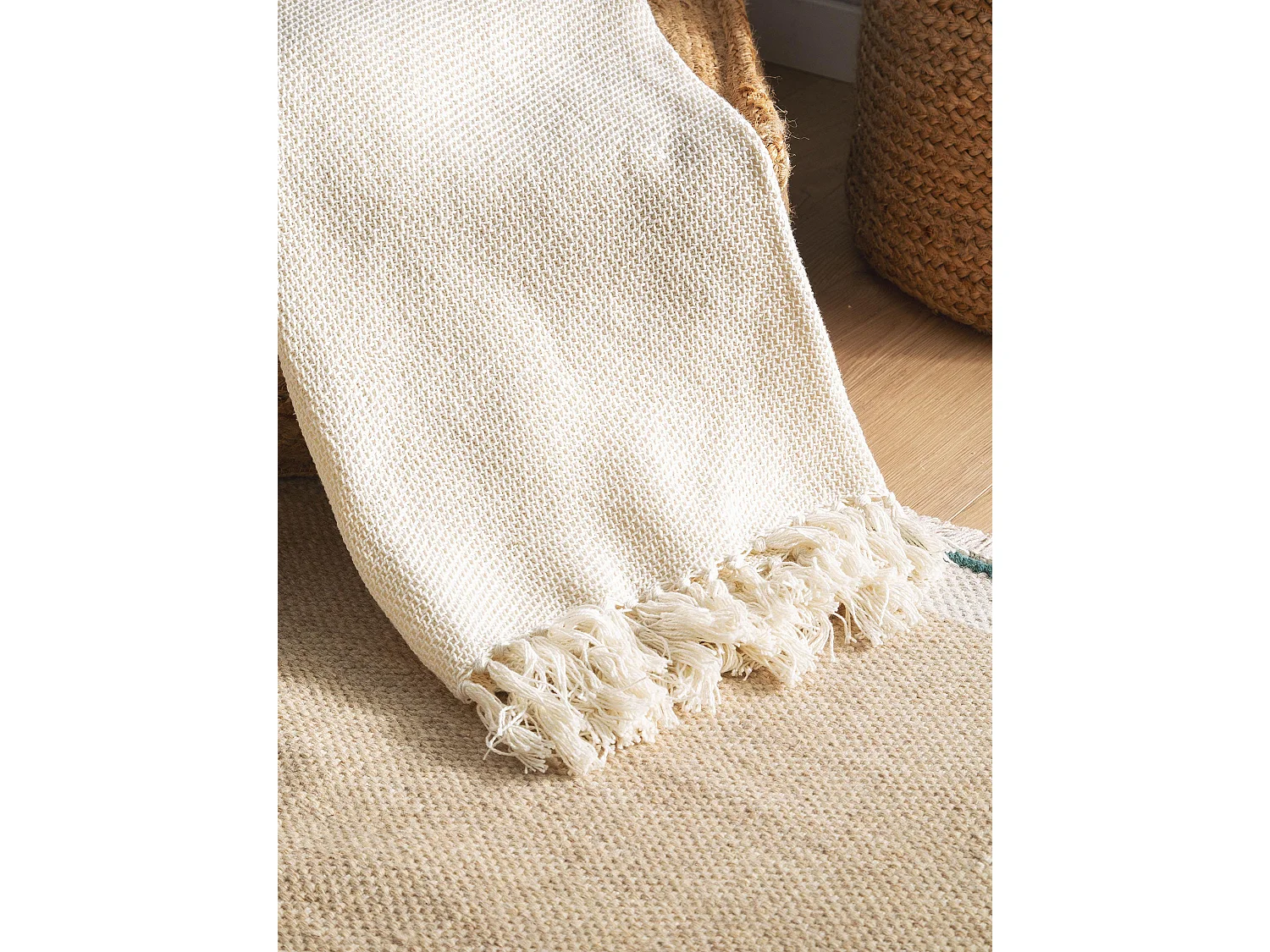 Couverture en coton Ezra Ivory 125x150 cm