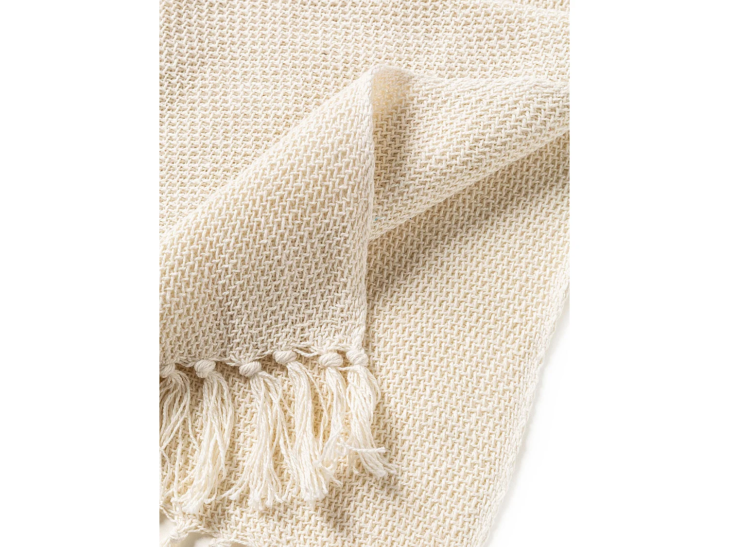 Couverture en coton Ezra Ivory 125x150 cm