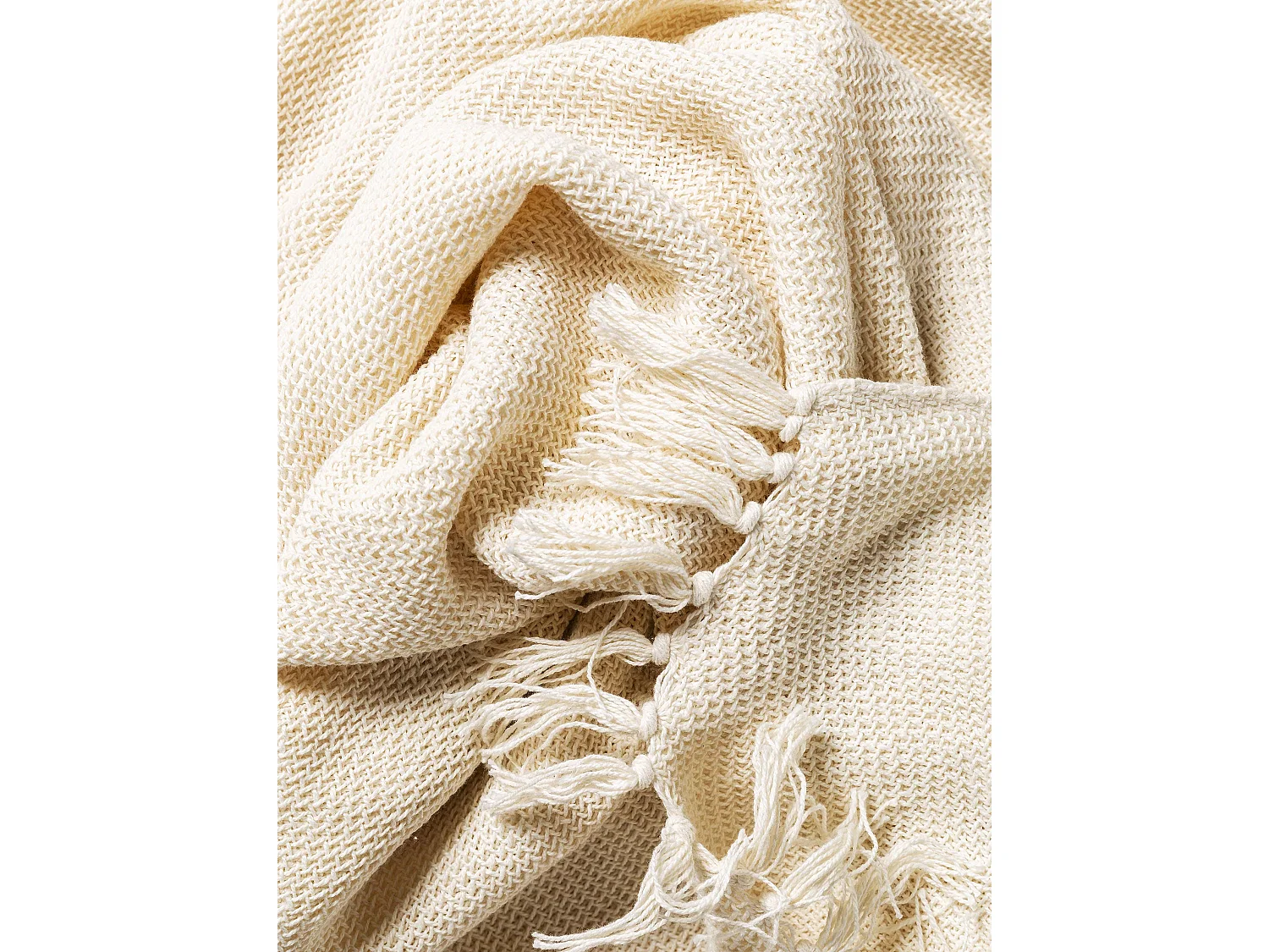 Couverture en coton Ezra Ivory 125x150 cm