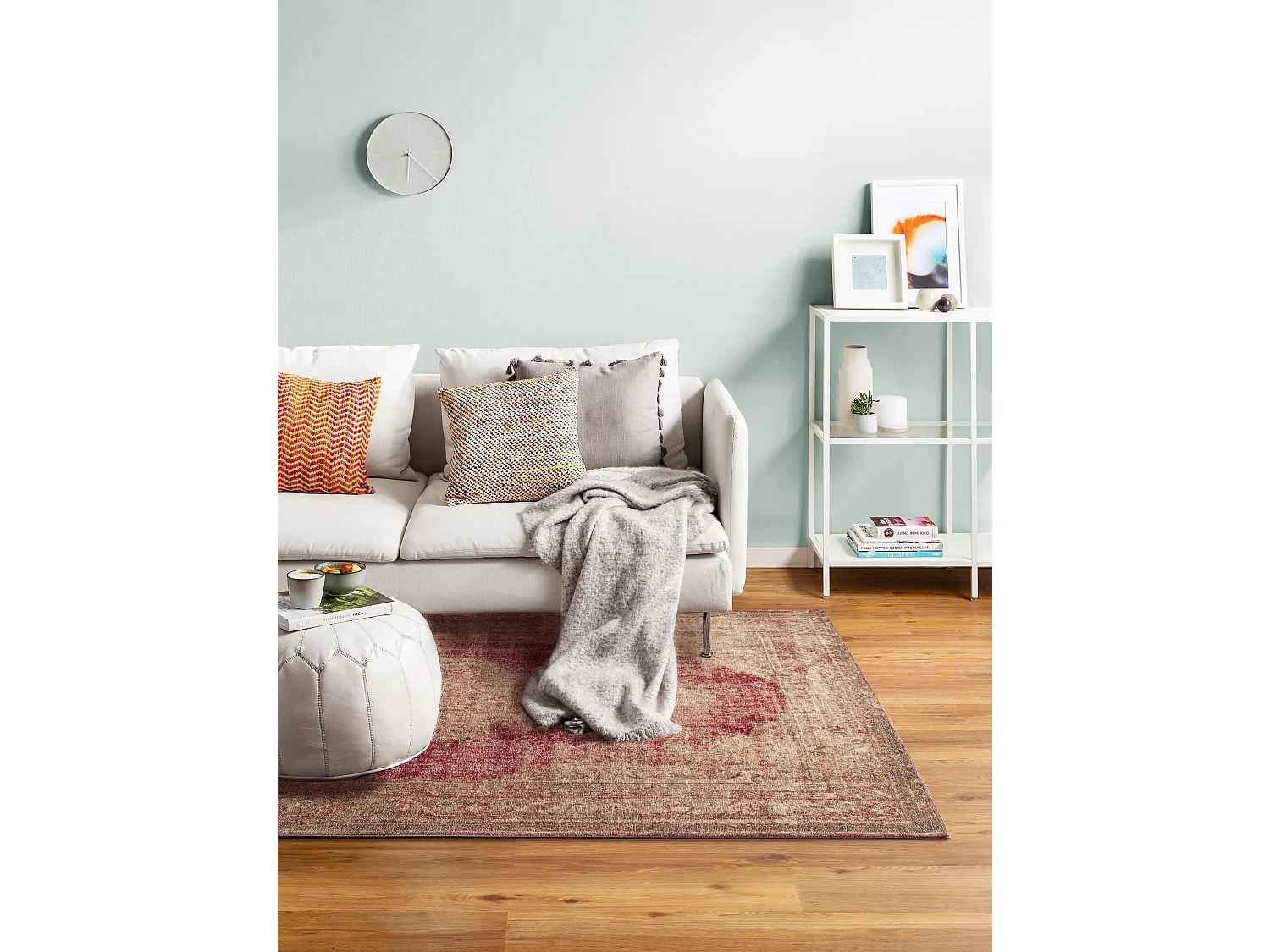 Tapis tissé à plat Stay Beige/Rouge 75x165 cm