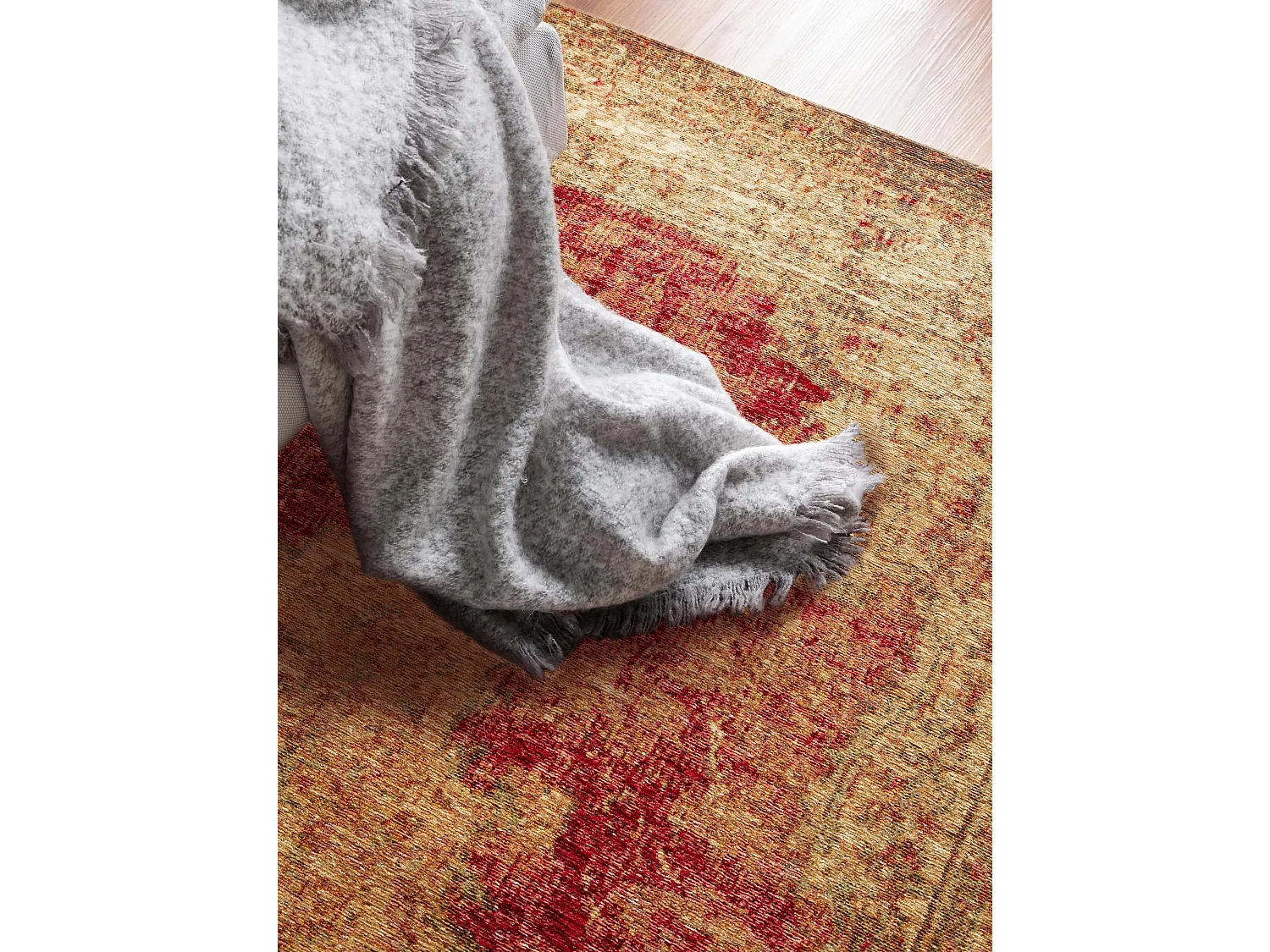 Tapis tissé à plat Stay Beige/Rouge 75x165 cm