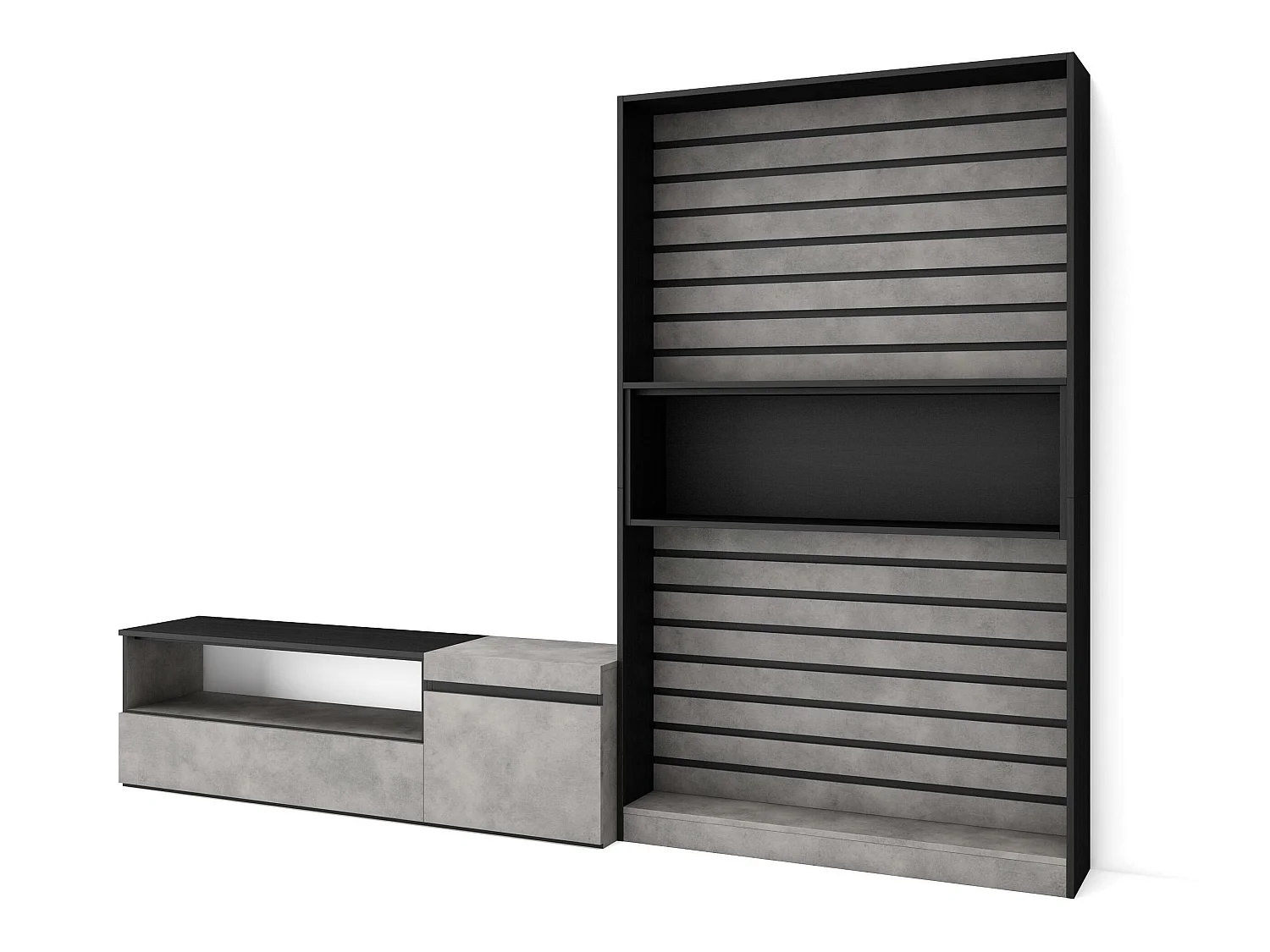 Ensemble Meuble TV, 260x186x35cm, Pour les TV jusqu'à 65", Salon Complet, Ciment