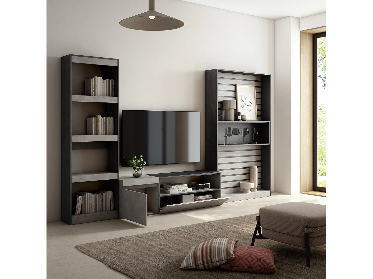 Ensemble Meuble TV, 320x186x35cm, Salon Complet, Ciment