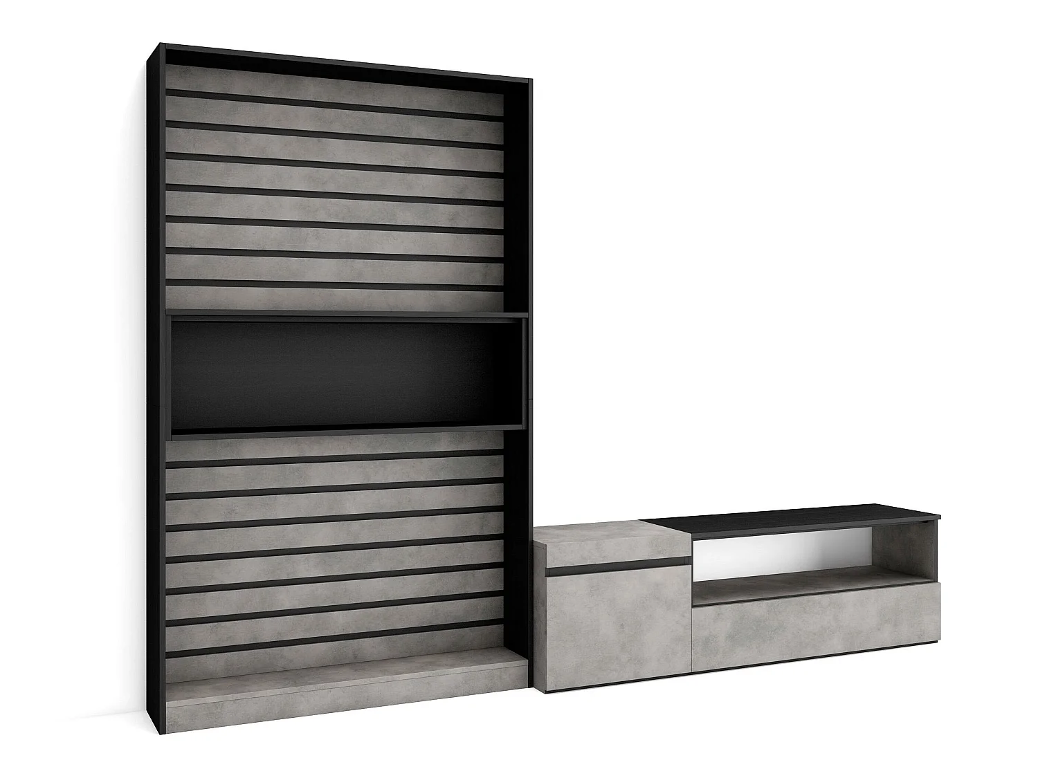 Ensemble Meuble TV, 260x186x35cm, Pour les TV jusqu'à 65", Salon Complet, Ciment