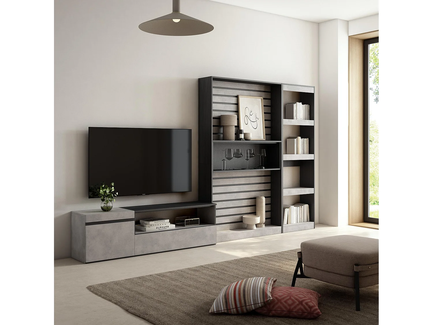 Meubels voor woonkamer, 320x186x35cm, TV-Tafel, Cement