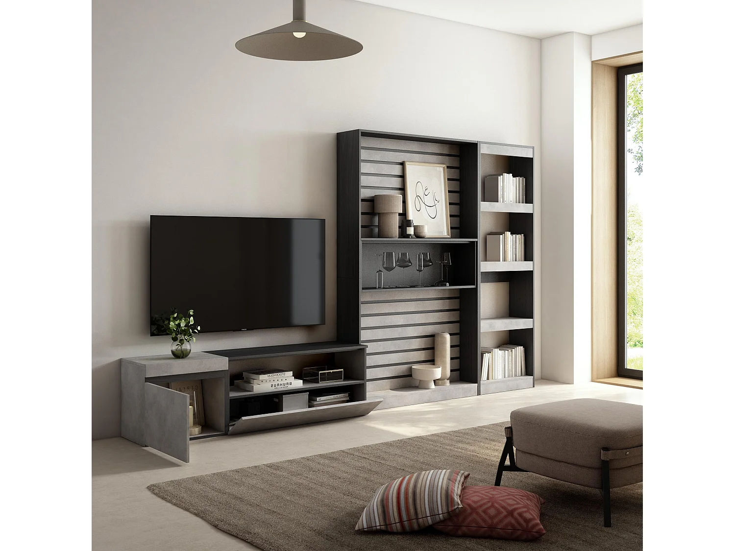 Meubels voor woonkamer, 320x186x35cm, TV-Tafel, Cement
