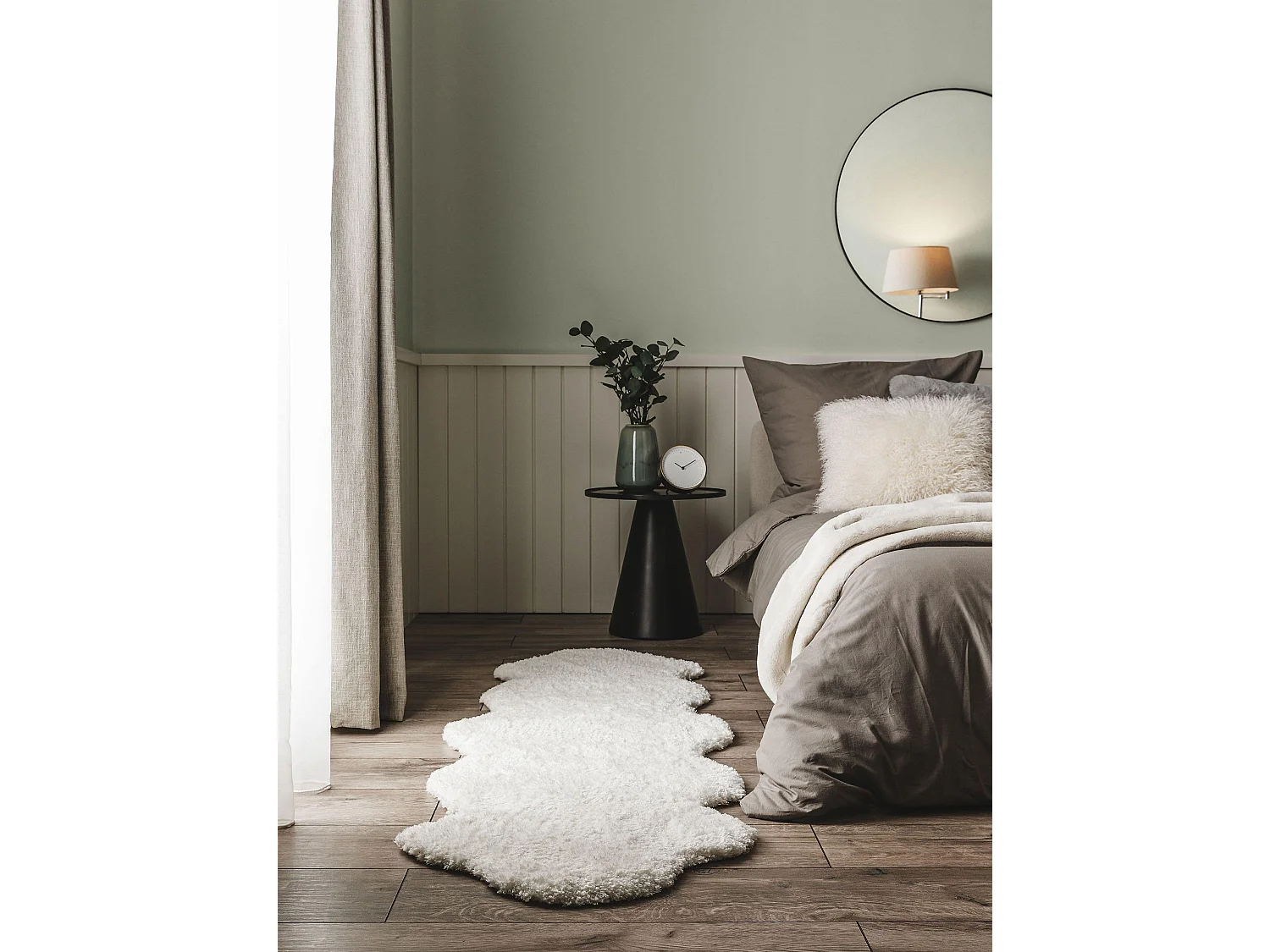 Tapis à poils longs Cloudy Crème 60x170 cm