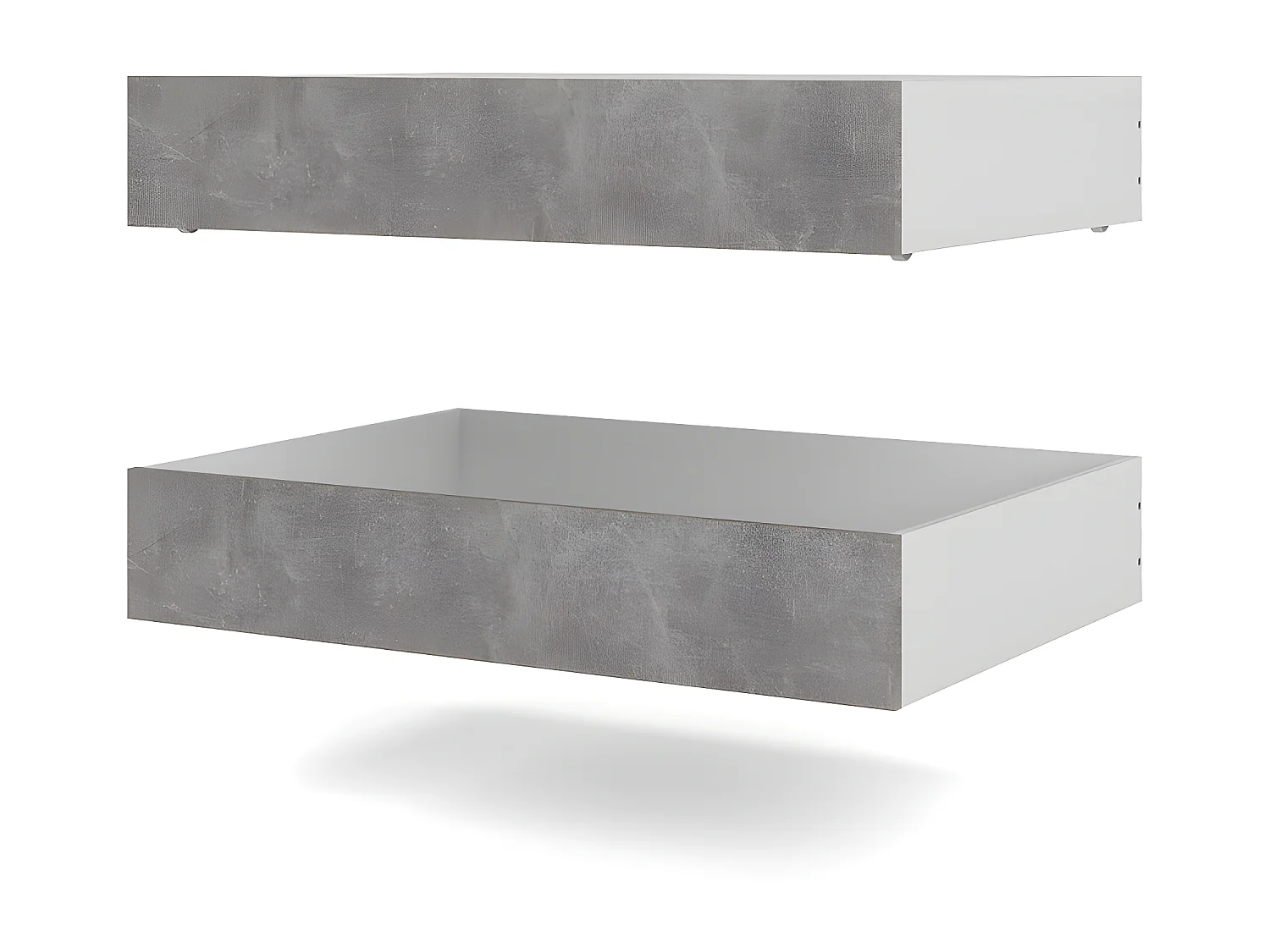 Nada Lit 2 tiroirs, largeur 99 cm, aspect béton.