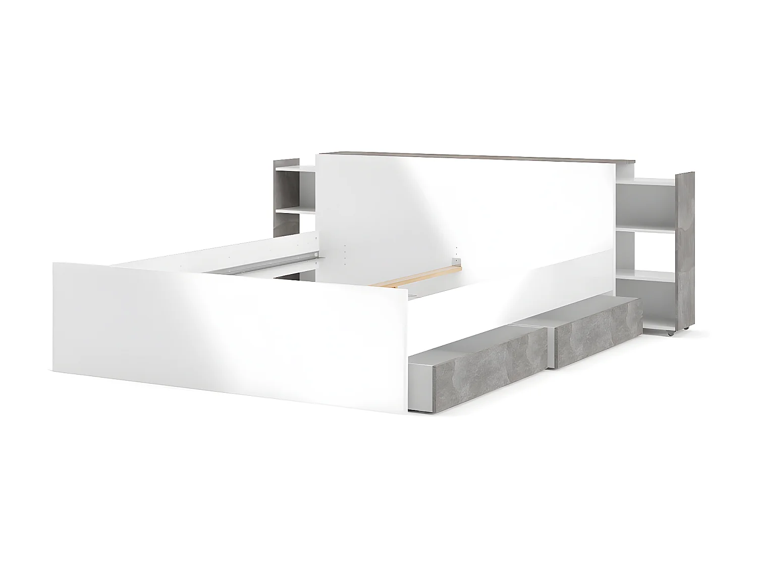 Nada Lit 2 tiroirs, largeur 99 cm, aspect béton.