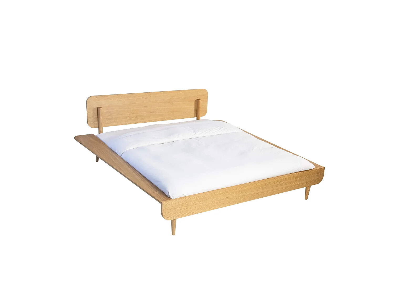 Ensemble lit 140x190cm + tête de lit 140cm SMOOTHCLOUD en bois naturel et blanc