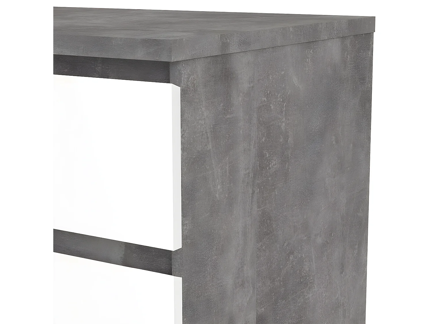 Nada kommode hoog met 5 lades, betondecor/wit hoogglans.