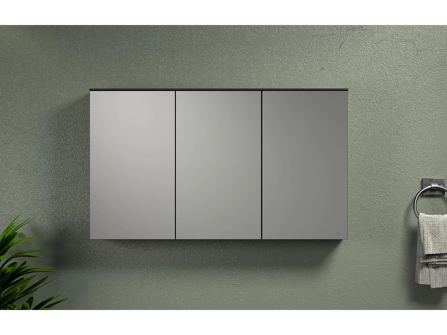 Synnax armoir de salle de bain avec miroir 3 portes miroir gris.