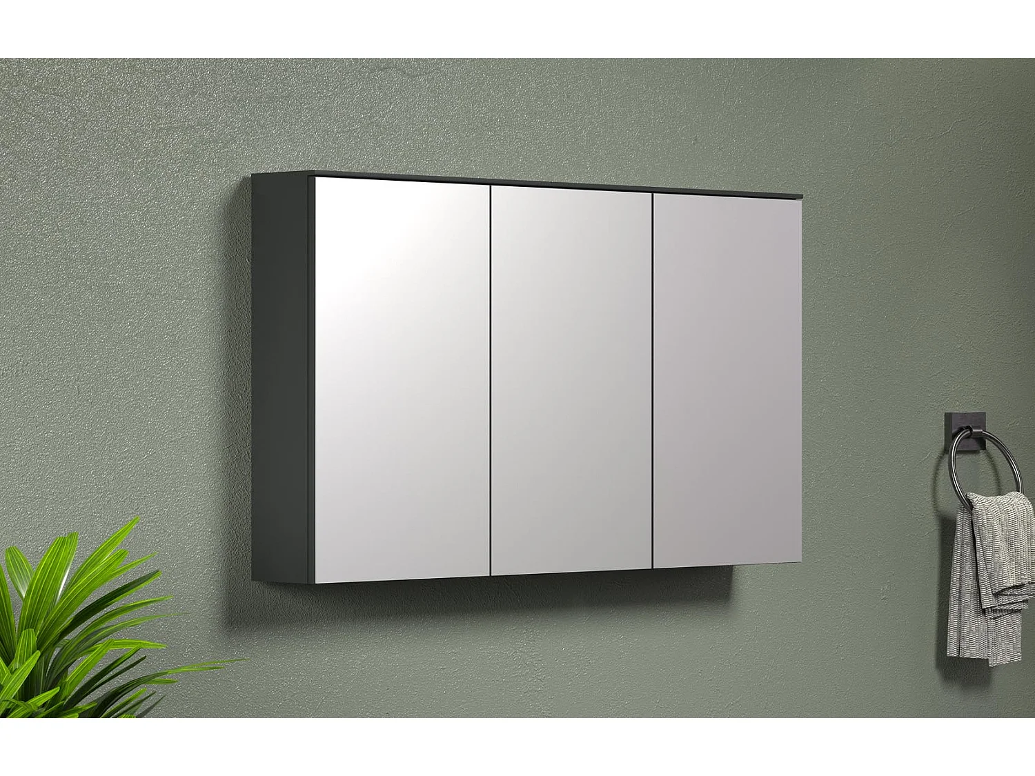 Synnax armoir de salle de bain avec miroir 3 portes miroir gris.
