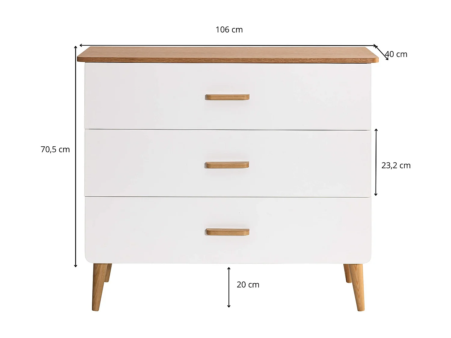 Commode SMOOTHCLOUD en bois naturel et blanc