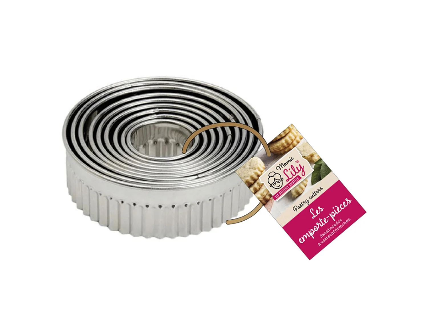 Lot de 9 Emporte-Pièces "Mamie Lily" 9cm Argent