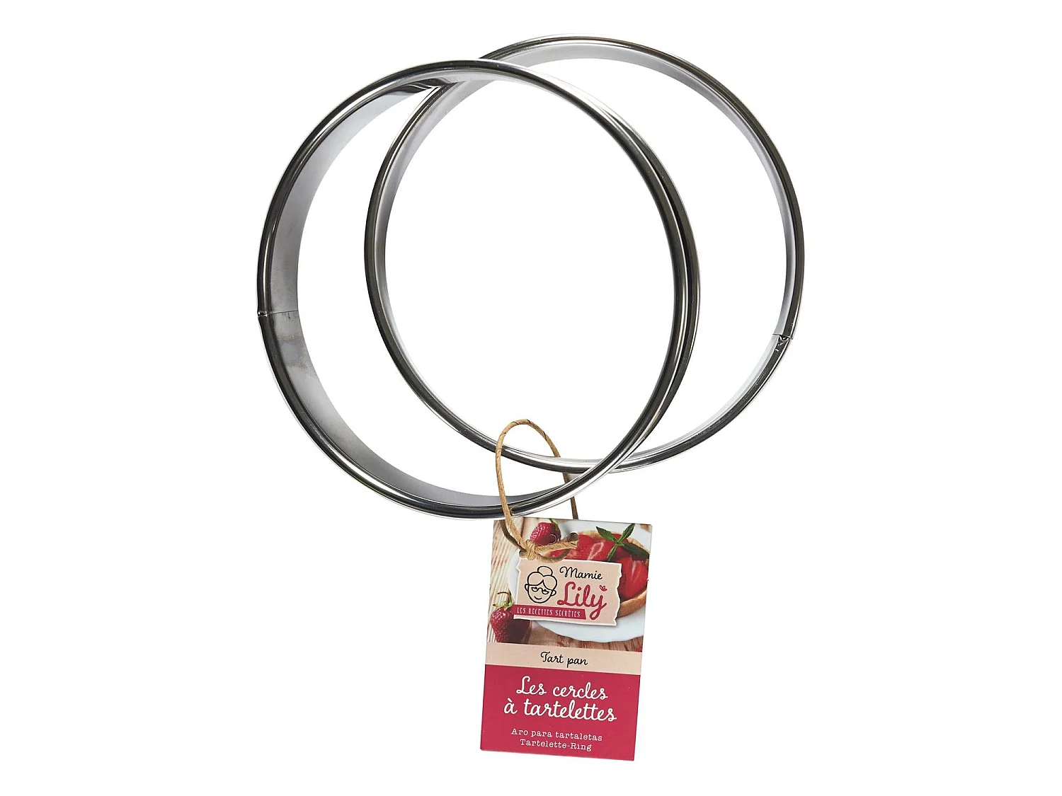Lot de 2 Cercles à Tartelette "Mamie Lily" 12cm Argent