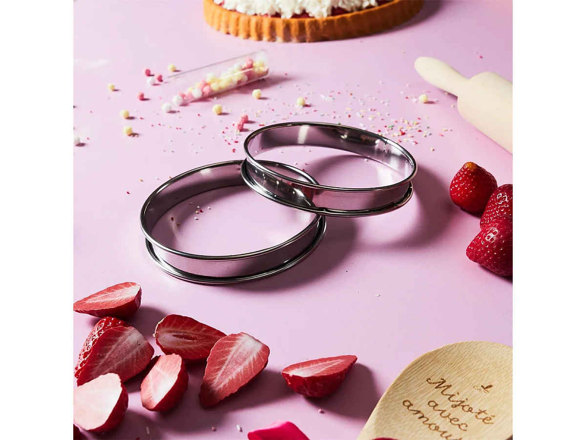 Lot de 2 Cercles à Tartelette "Mamie Lily" 12cm Argent