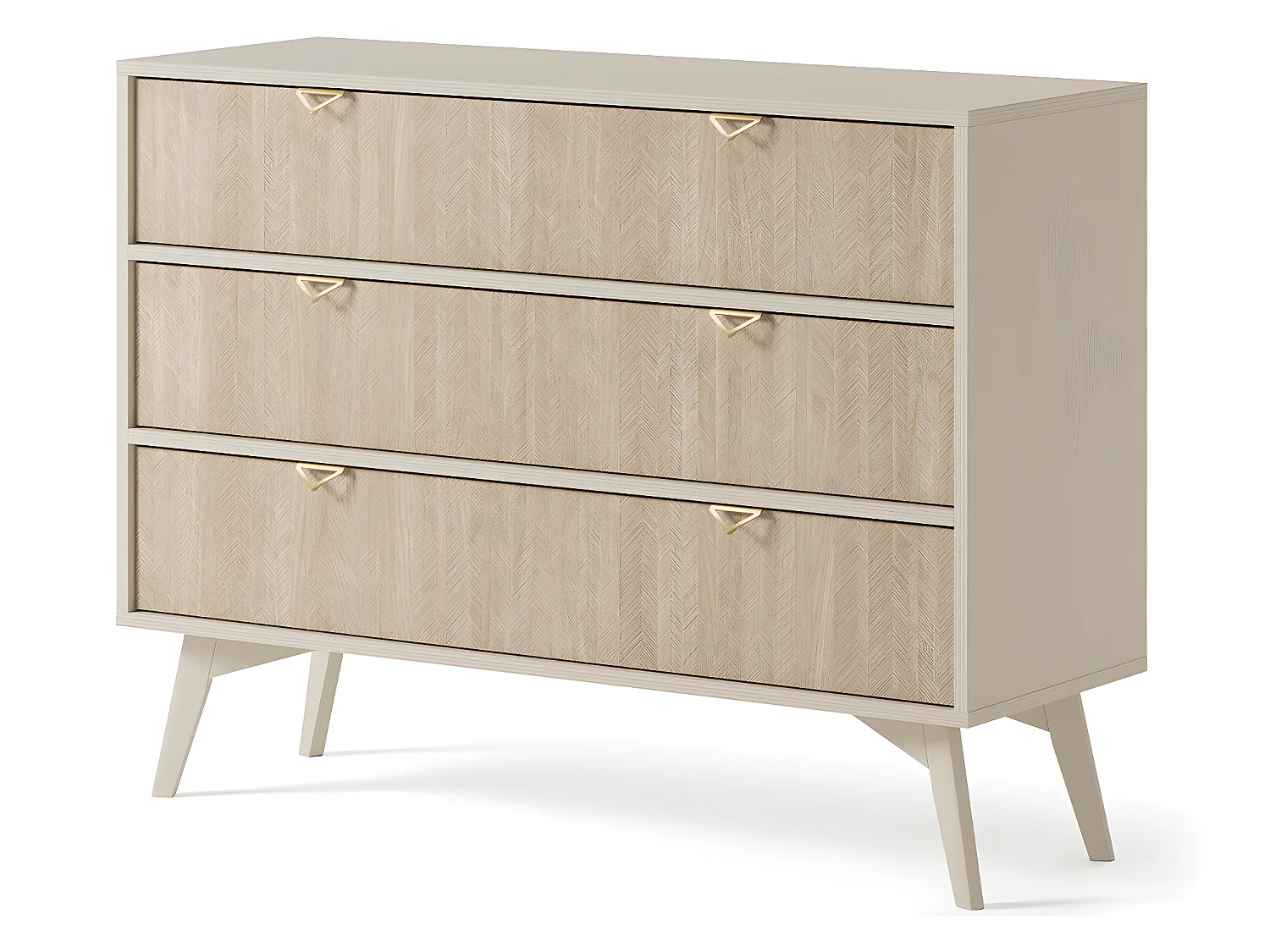 Commode 3 tiroirs Scandi Beige et Bois