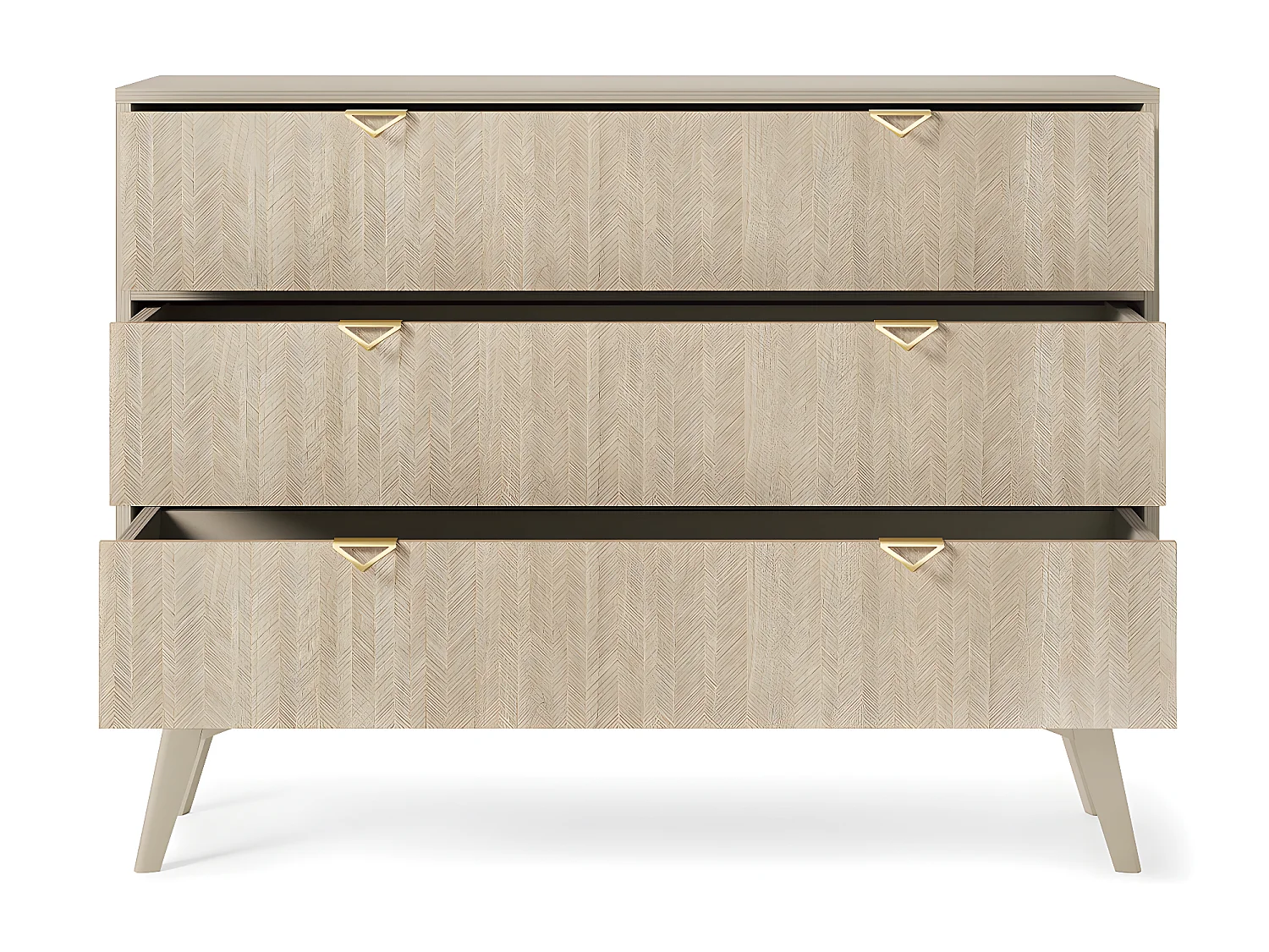 Commode 3 tiroirs Scandi Beige et Bois