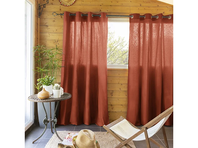 Lot de 2 rideaux tamisants à œillets 140x260 orange